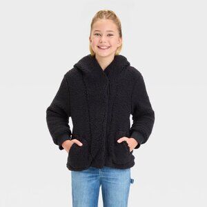 NEW Girls' Cozy Shearling Jacket - Cat & Jack™ Black XS 4/5